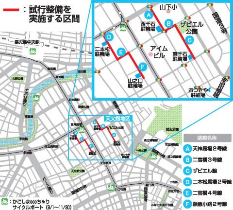 試行整備を実施する区間を示した図