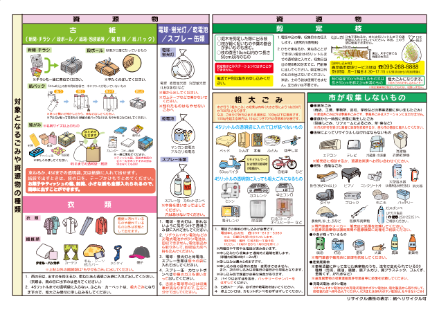 ごみや資源物の分け方チラシ裏